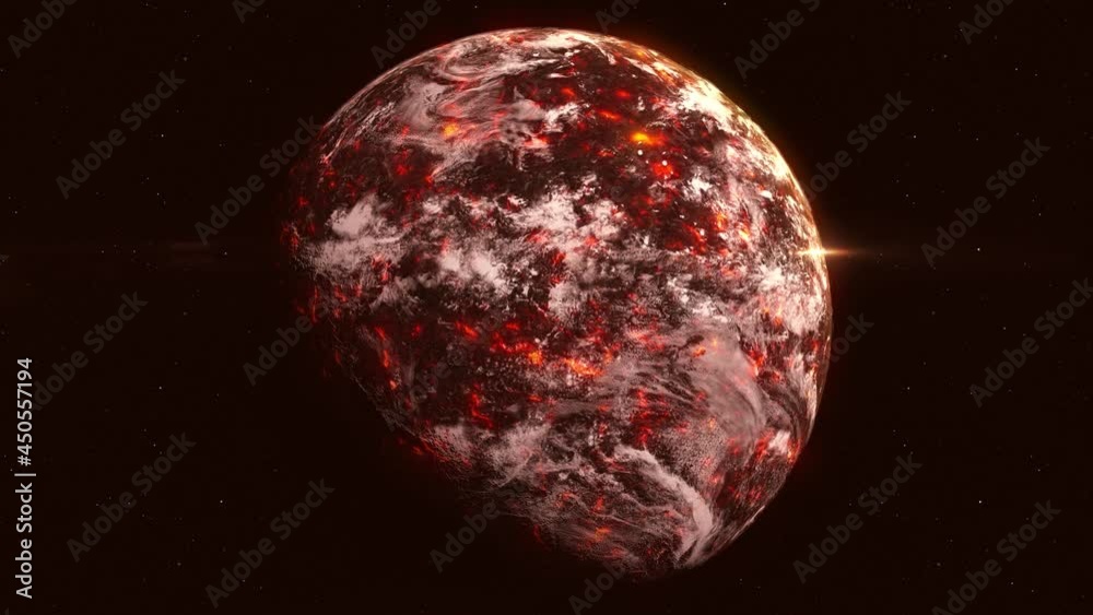 Apocalyptic Earth - Space view. A complete rotation of the planet - loop