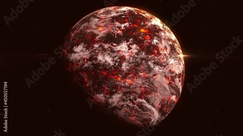 Apocalyptic Earth - Space view. A complete rotation of the planet - loop