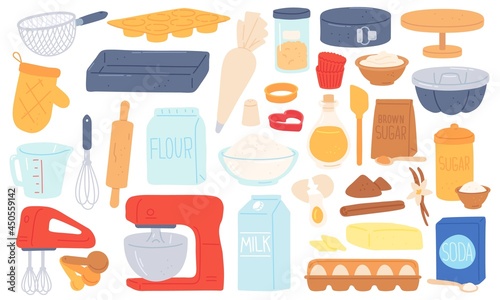 Stampa su tela Flat baking ingredient, kitchen utensil and food product