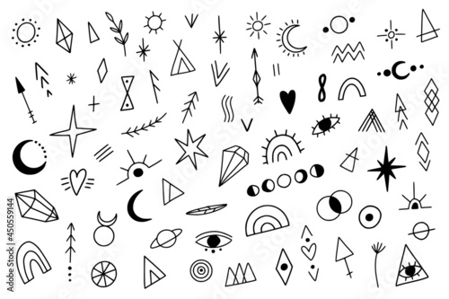 Hand drawn tribal doodles collection