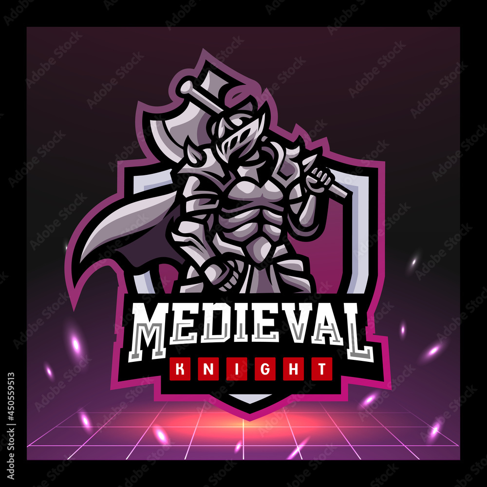 Medieval knight mascot. esport logo design