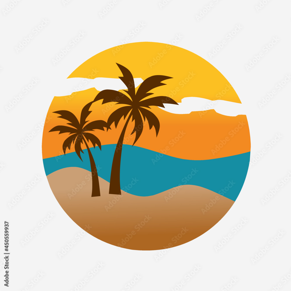Vector illustration of tropical island with trees