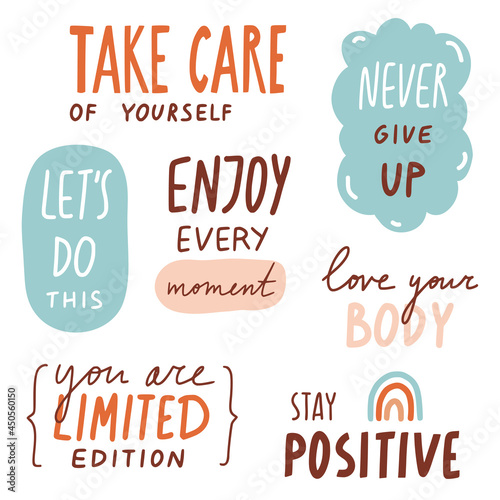 Motivational quotes with doodles and lettering