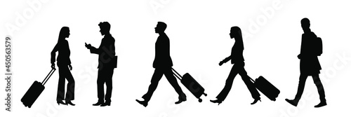 Business people walking silhouette vector illustration 