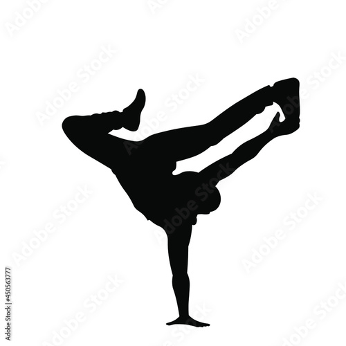 Man dancing break dance or street dance vector silhouette