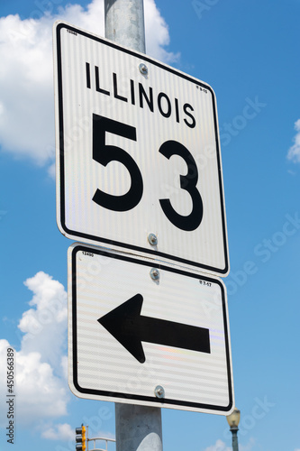 Illinois Route 53 sign. photo
