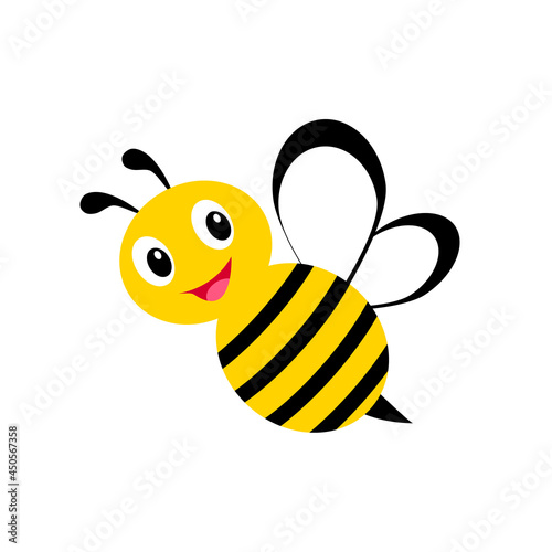 Bee icon isolated on white background. Honey bee insect. Flat style vector illustration.
