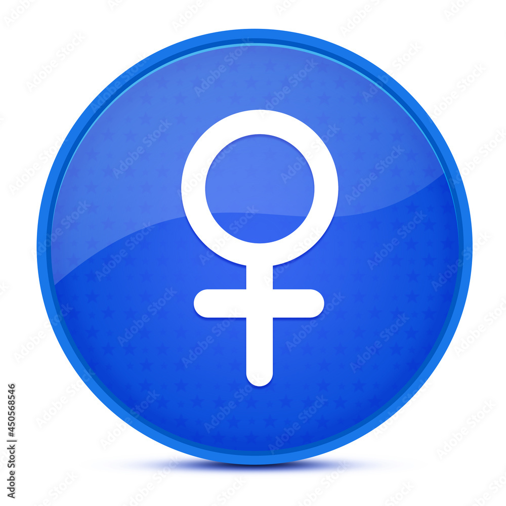 Female sign aesthetic glossy blue round button abstract Female sign aesthetic glossy blue round button abstract