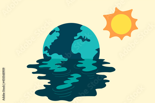 Illustration of a melting world, where the temperature is very high due to climate crisis.
