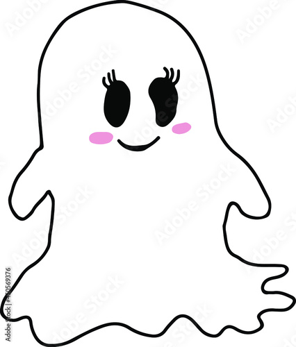 halloween cute specter spook with eyelashes and blush on the counters vector isolated