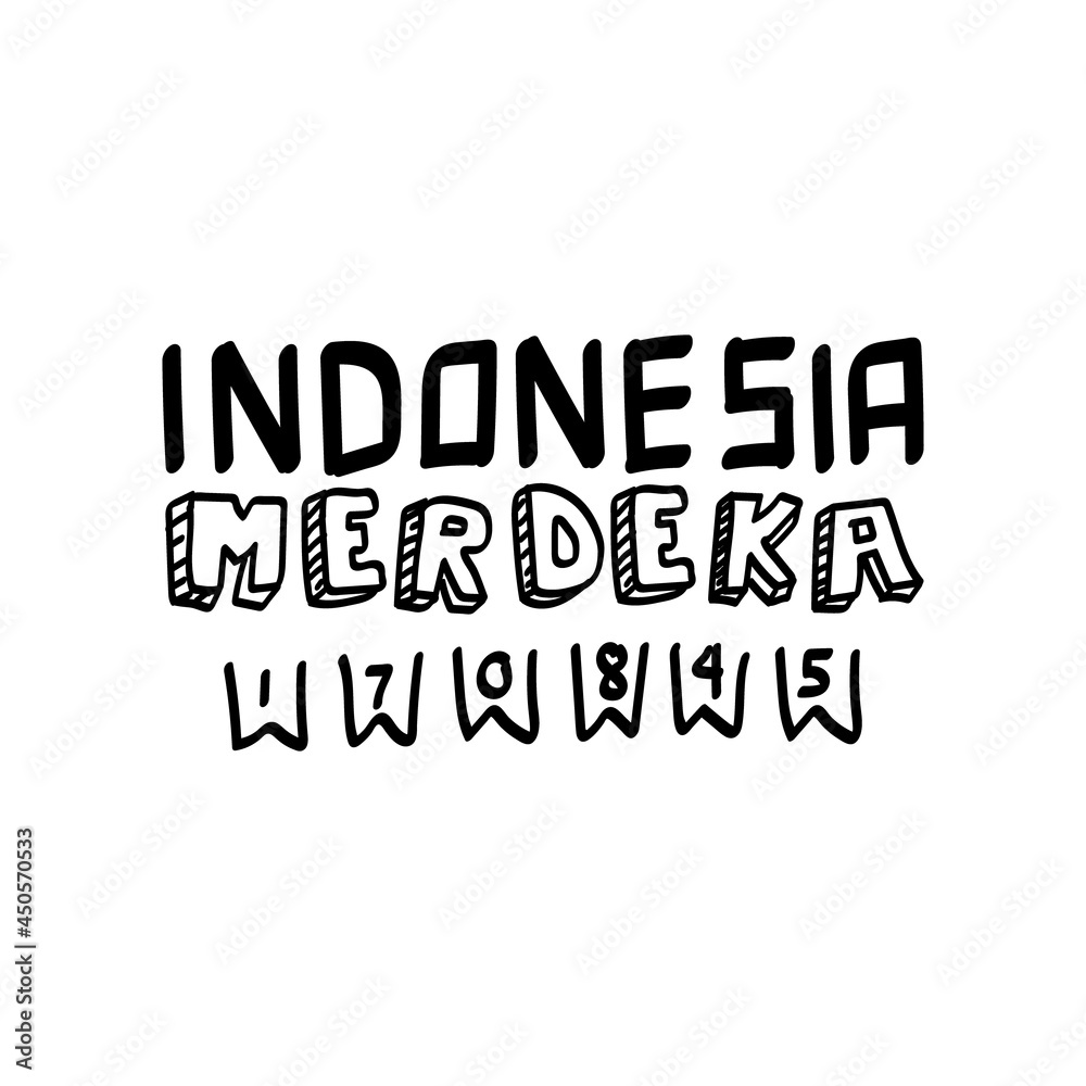 Indonesia independence day local lettering hand drawn design