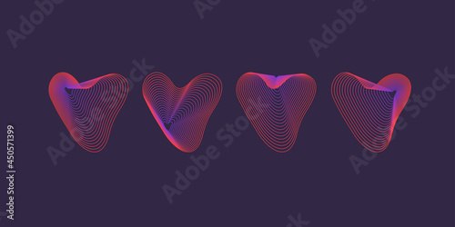 A set of amorphous shapes on a dark background. Abstract vector elements for your design. Graphic images for creativity.