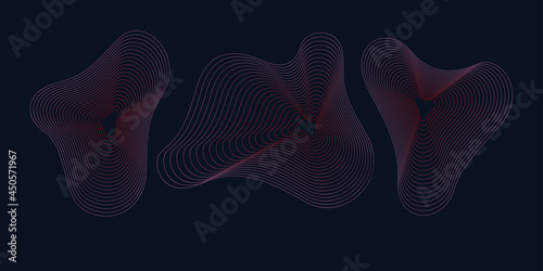 A set of amorphous shapes on a dark background. Abstract vector elements for your design. Graphic images for creativity.