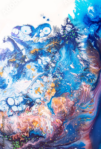 Psychedelic blue and purple abstract background. Liquid pattern.