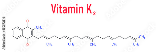 Vitamin K2 or menaquinone molecule. Skeletal formula. Menachinon