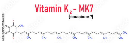Vitamin K2 or menaquinone molecule. Skeletal formula. Menaquinone-7. MK7. Menachinon-7
