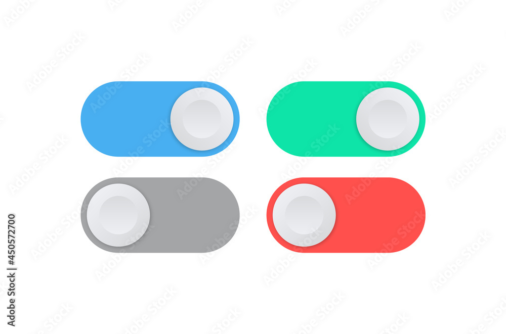 On and Off toggle switch buttons - slide switch icon button