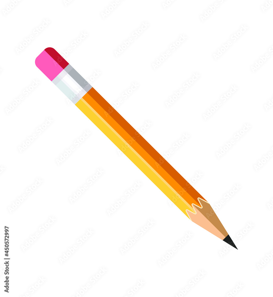 Yellow wooden pencil with rubber eraser. Sharpened detailed office mockup, school instrument, creativity, idea, education and design symbol. Isolated illustration on white background. Pencil icon .
Yellow wooden pencil with rubber eraser. Sharpened detailed office mockup, school instrument, creativity, idea, education and design symbol. Isolated illustration on white background. Pencil icon .