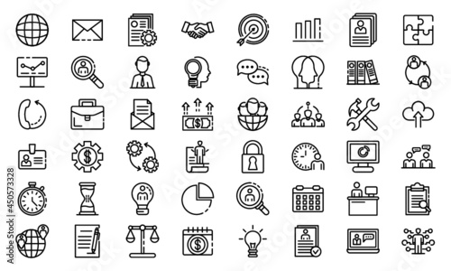 administrator icons set outline style
