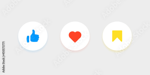 Social media notification icons like love save icon button for apps and website - ui design