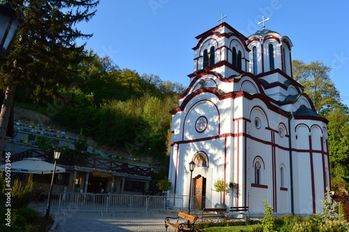 small white Serbian Orthodox Church