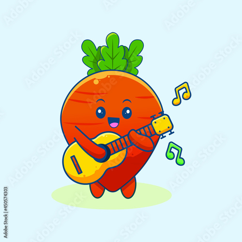 cute carrot cartoon, in basket, guitar, cooking, sport