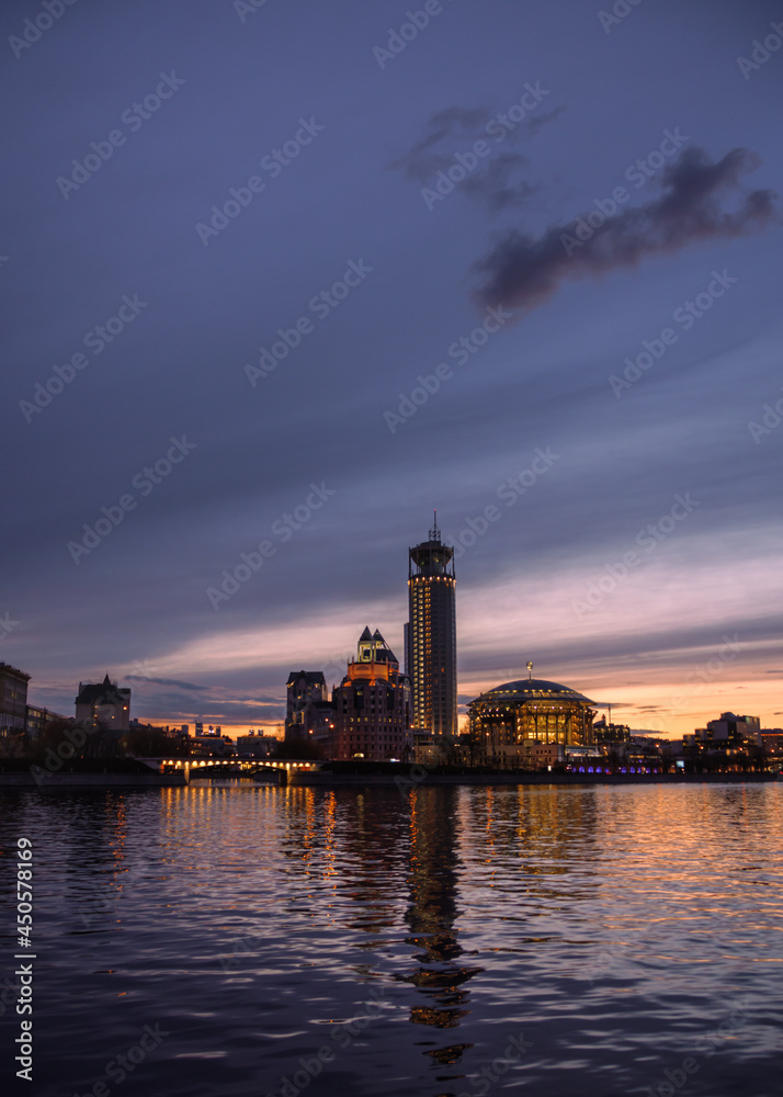 Cloudy sunset at Moscow river