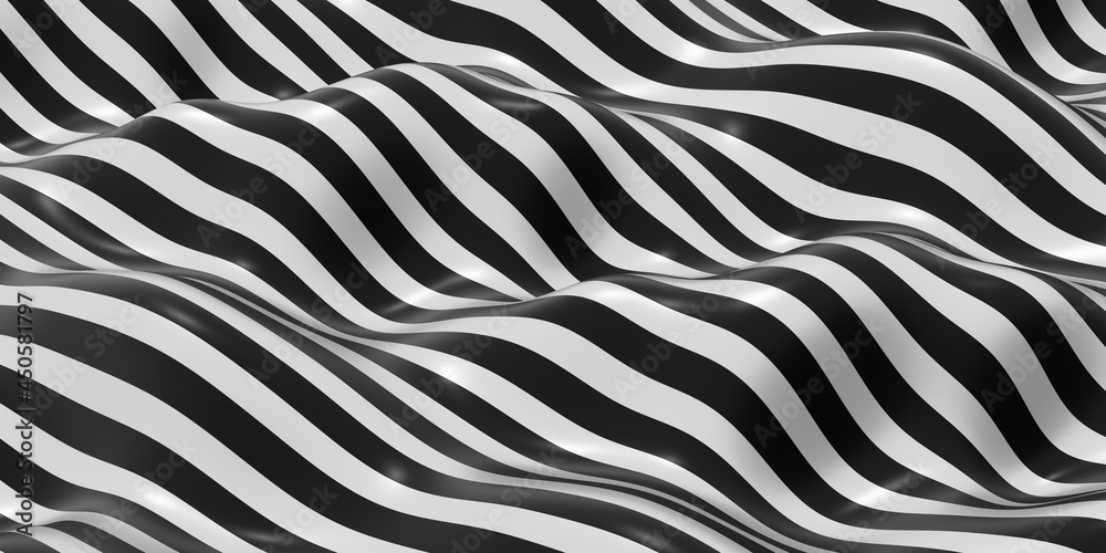 Fototapeta premium zebra pattern swaying wave background 3D illustration