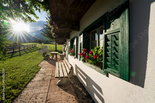 Traditional Austrian house, former film set of the series 'Der Bergdoktor', Wildermieming, Tirol, Austria
