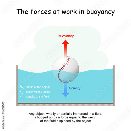 The forces at work in buoyancy. Gravity and Buoyancy. photo