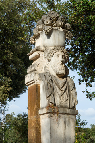 Marble statue in Villa Borghese, public park in Rome
