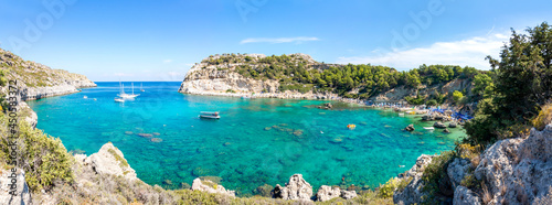 Anthony Quinn Bay panorama on Rhodes island, Greece