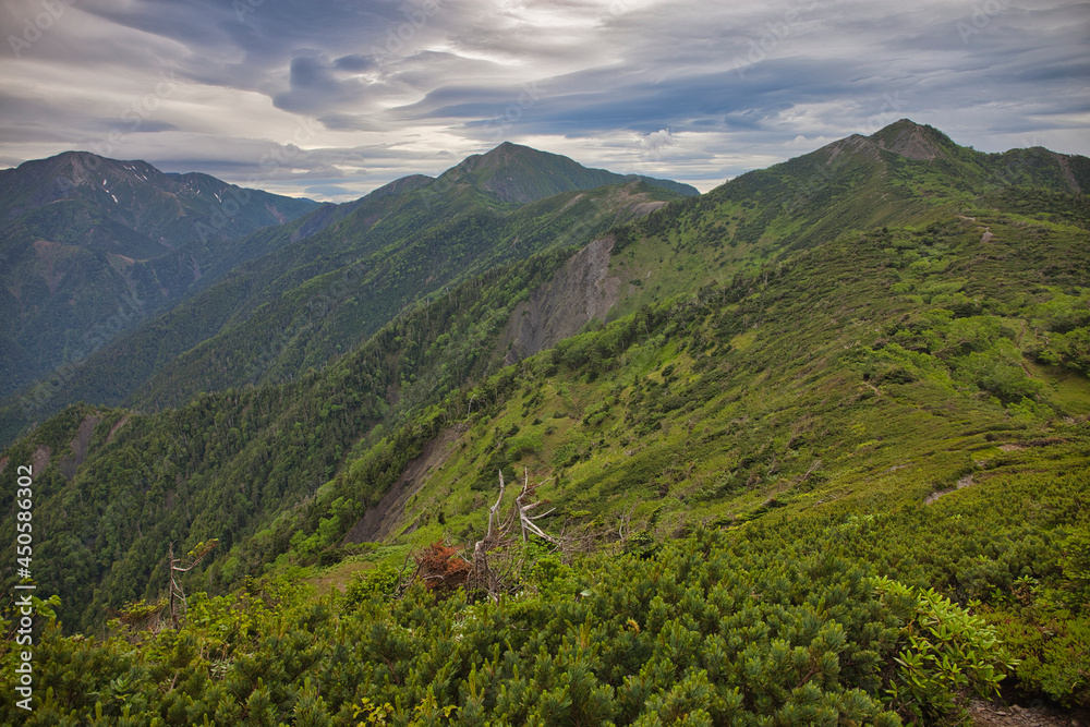 Fototapeta premium Tekaridake, Hijiridake, 光岳から聖岳縦走登山