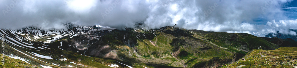 mountain ranges near peak Kazbegi, Georgia 2019