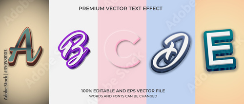 Bundle of editable text effect design vector. Set of editable text effect design. Modern editable text effect vector design