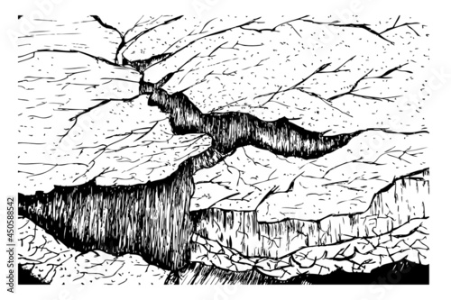 Simple Vector Hand Draw Sketch Crack and Dry Land