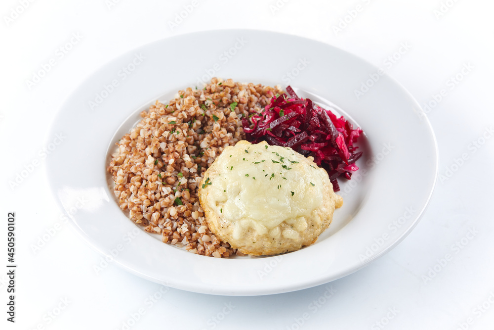 cutlet with salad and grains cutlet with salad and grains