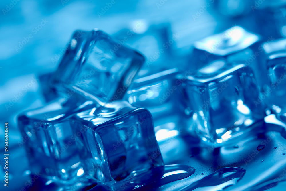 ice cubes on the blue background ice cubes on the blue background