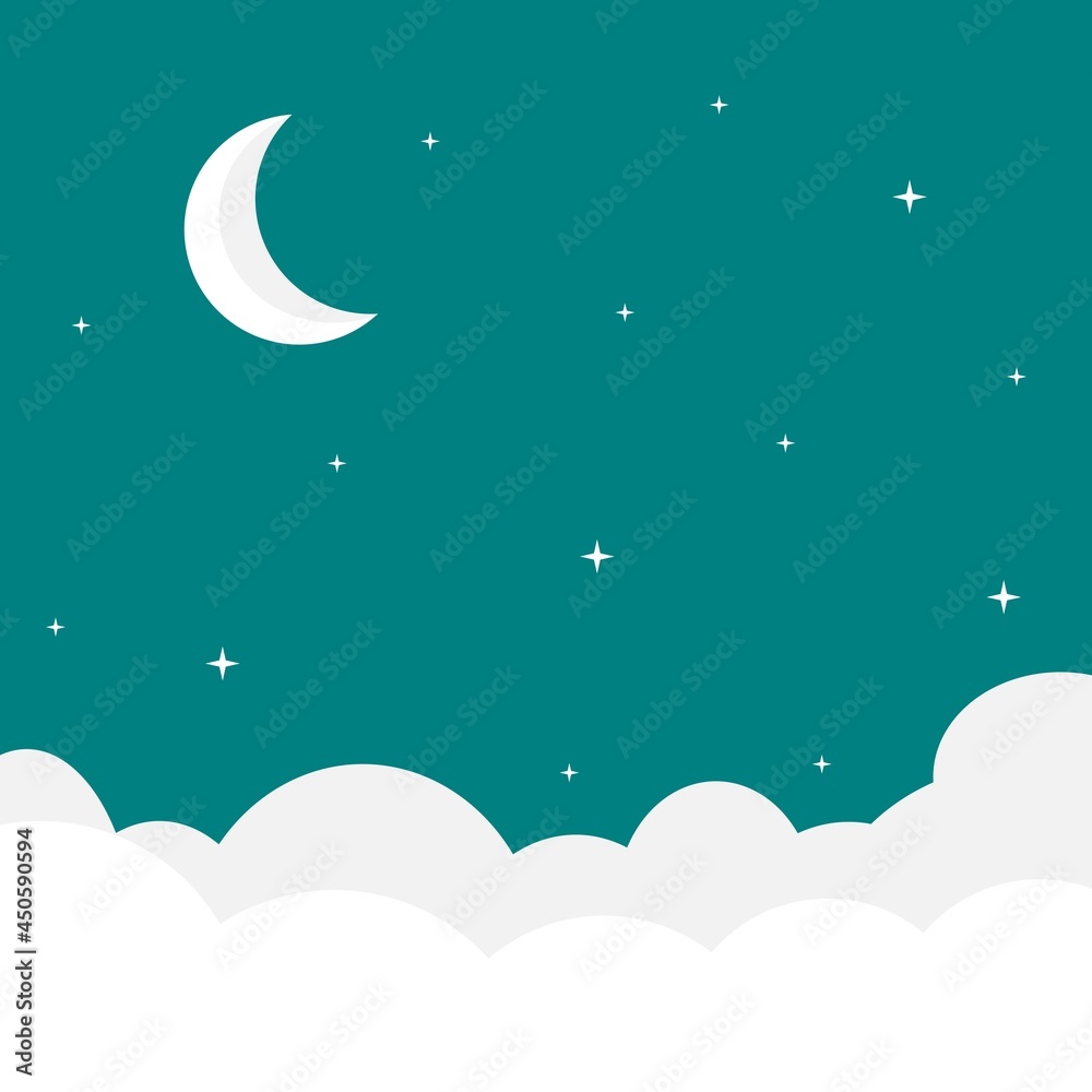 Illustration background with a view of the moon above the clouds. with a beautiful night atmosphere. Illustration background with a view of the moon above the clouds. with a beautiful night atmosphere.
