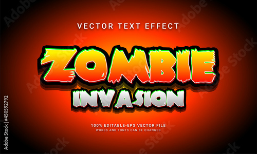 Zombie invasion comic editable text style effect with halloween event theme