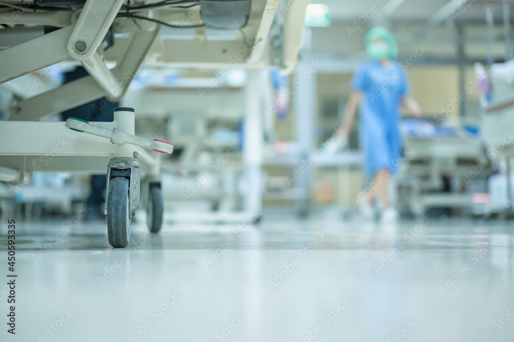 Fototapeta premium Nurses are walking to see patients and check the cleanliness of the ICU room.