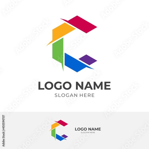 Free Download letter C logo design with flat colorful style - GFXLoad