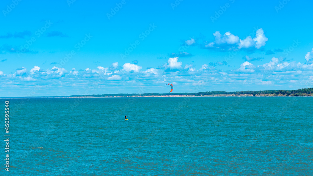 tropical island with Kite surfing