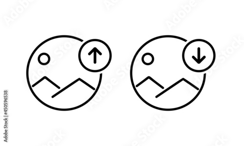 Download or upload picture icon. Image thumbnail symbol. Illustration vector