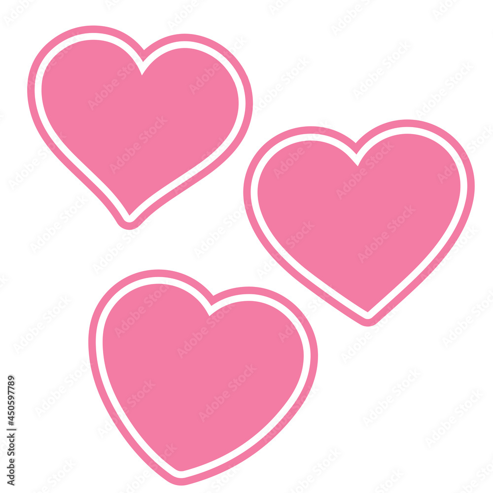 Collection of vector shapes of hearts in many different styles on a white background.