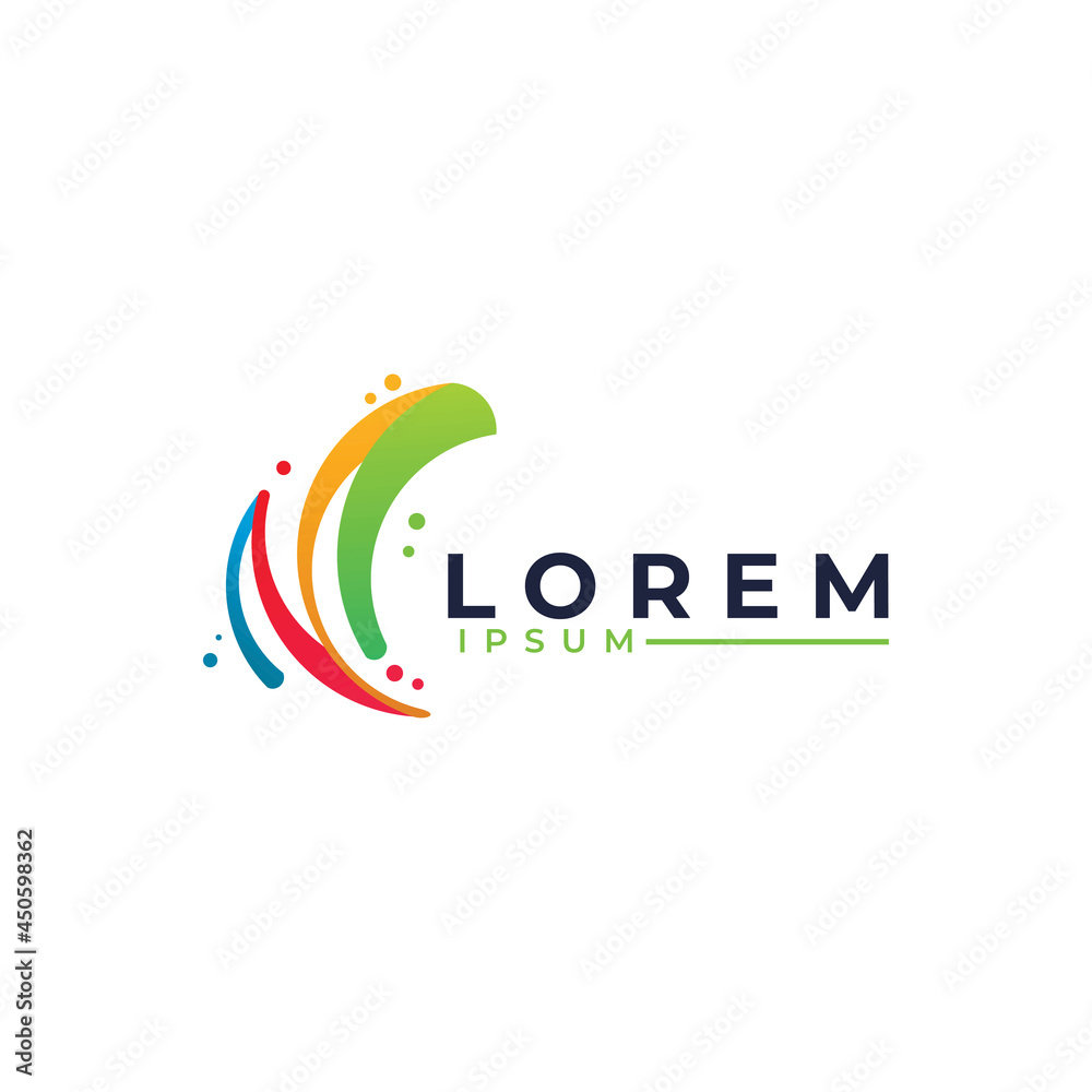 Fototapeta premium Colorful pulse beat logo icon vector illustration