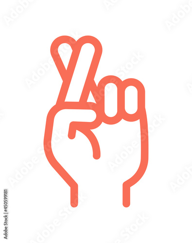 Fingers crossed hand gesture icon vector illustration