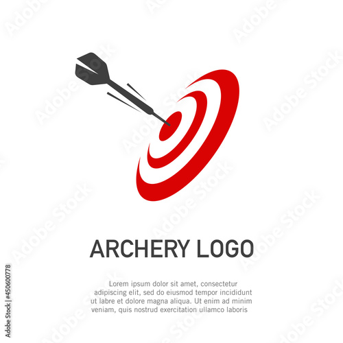 Vector illustration of arrow logo hitting the target. Suitable for design element of company logo, symbols of efficiency, and accuracy. 