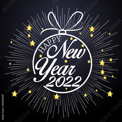 Happy New Year 2022 with fireworks bursting. backgrounds for Merry Christmas festive.