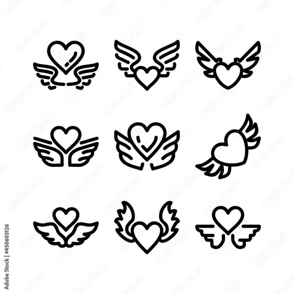 Fototapeta premium heart wings icon or logo isolated sign symbol vector illustration - high quality black style vector icons 